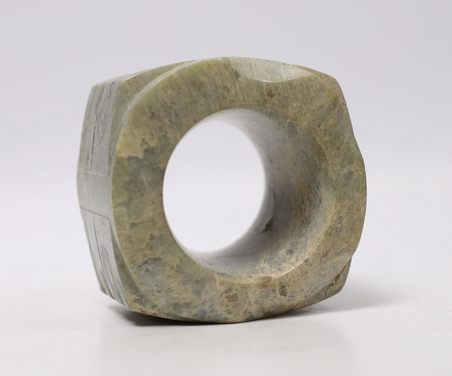 A Chinese jade cong, in a case, 6cm high